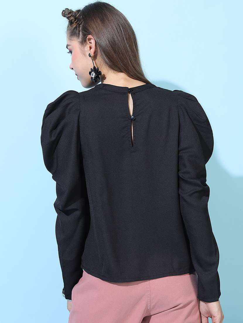 women solid round neck regular top - 22499140 -  Standard Image - 4