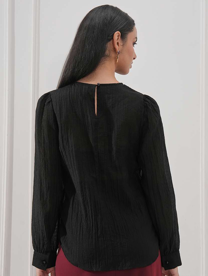 women solid long sleeves regular top - 22499145 -  Standard Image - 4