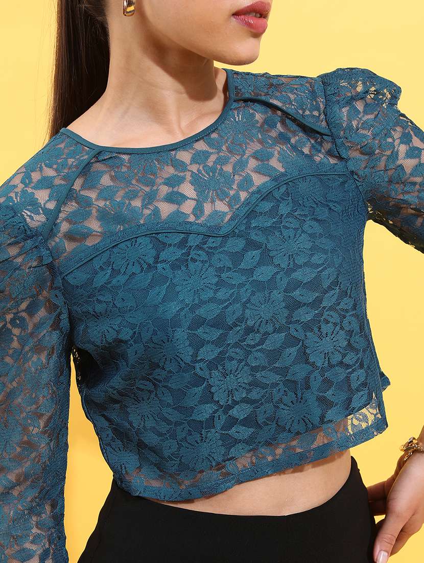 women self design round neck crop top - 22499149 -  Standard Image - 1