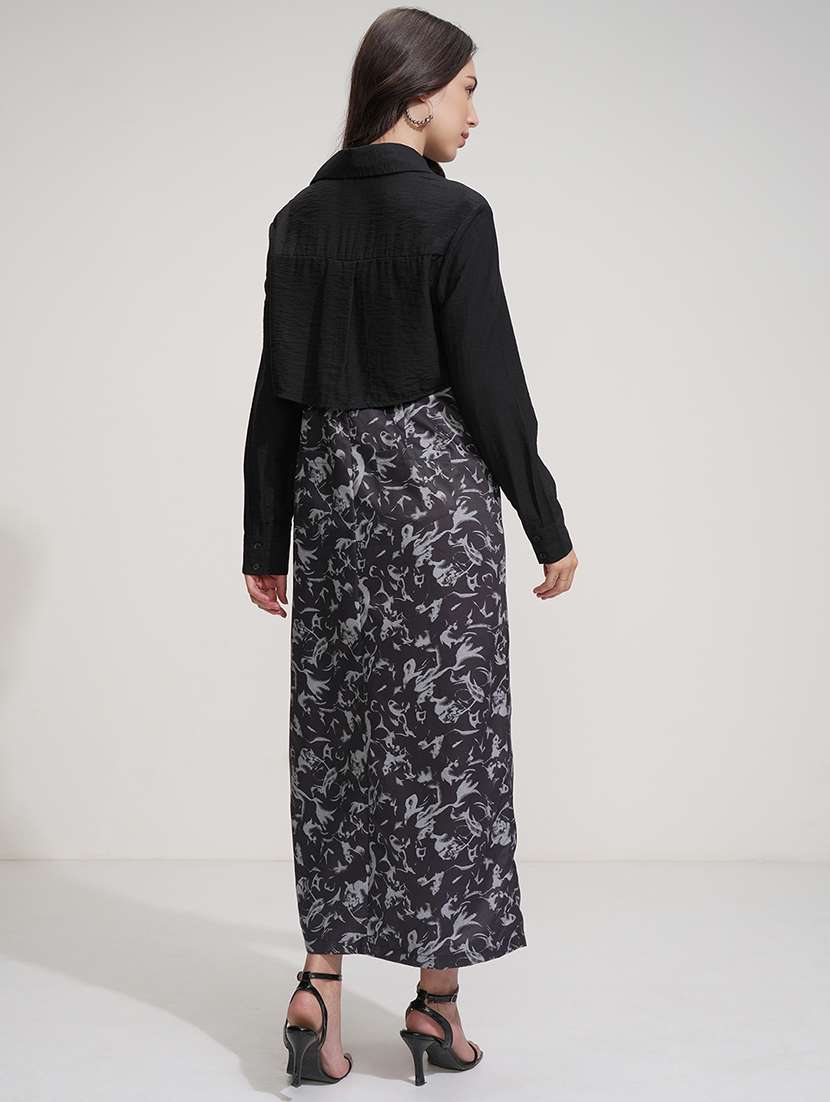 women printed a-line maxi dress with jacket - 22499178 -  Standard Image - 4