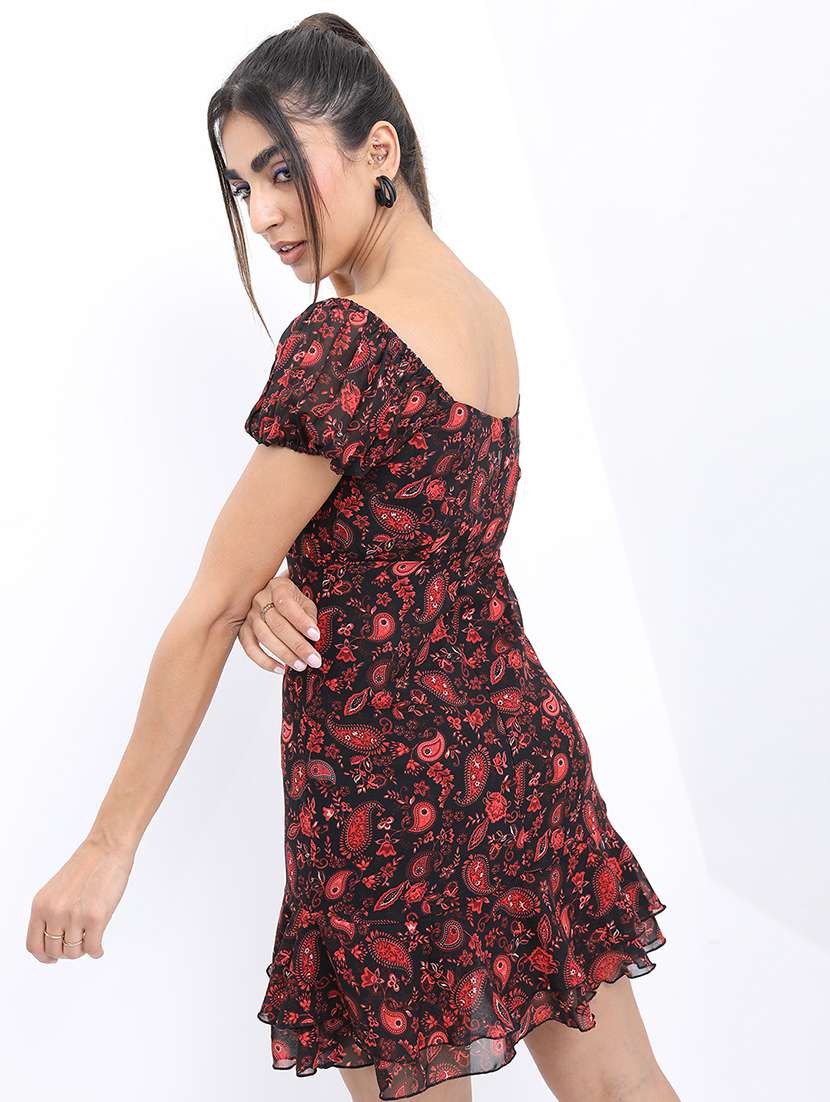 women printed puff sleeves sheath dress - 22499194 -  Standard Image - 4