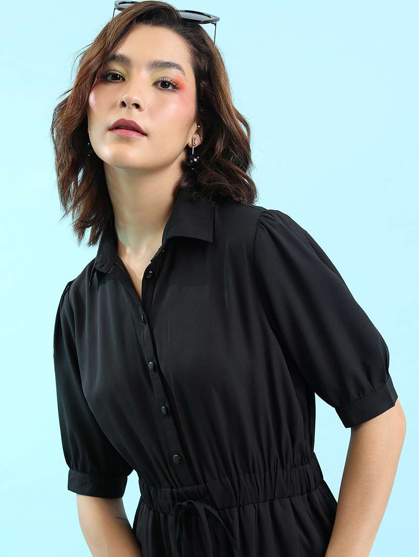 women solid short sleeves jumpsuit - 22499210 -  Standard Image - 1