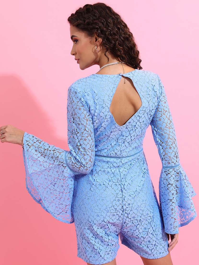 women self design bell sleeves romper - 22499220 -  Standard Image - 4