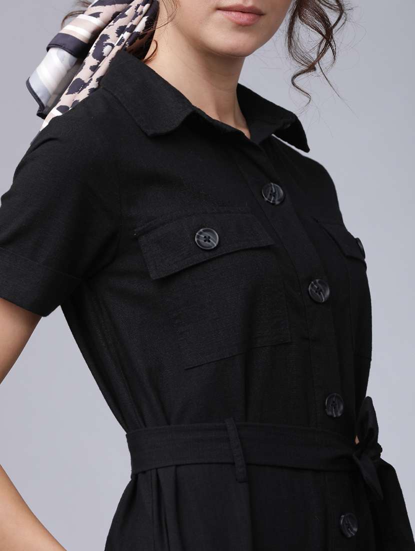 women solid short sleeves jumpsuit - 22499222 -  Standard Image - 1
