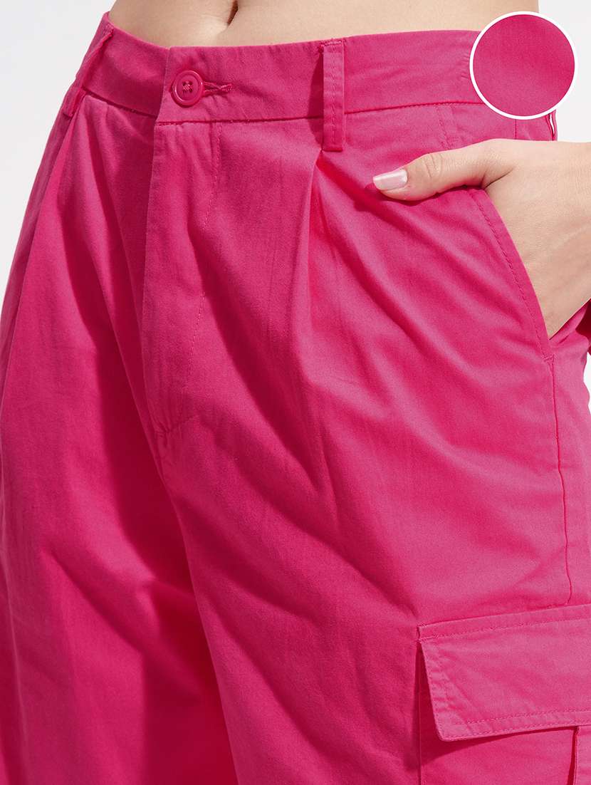 women solid mid rise cargo shorts - 22499243 -  Standard Image - 1