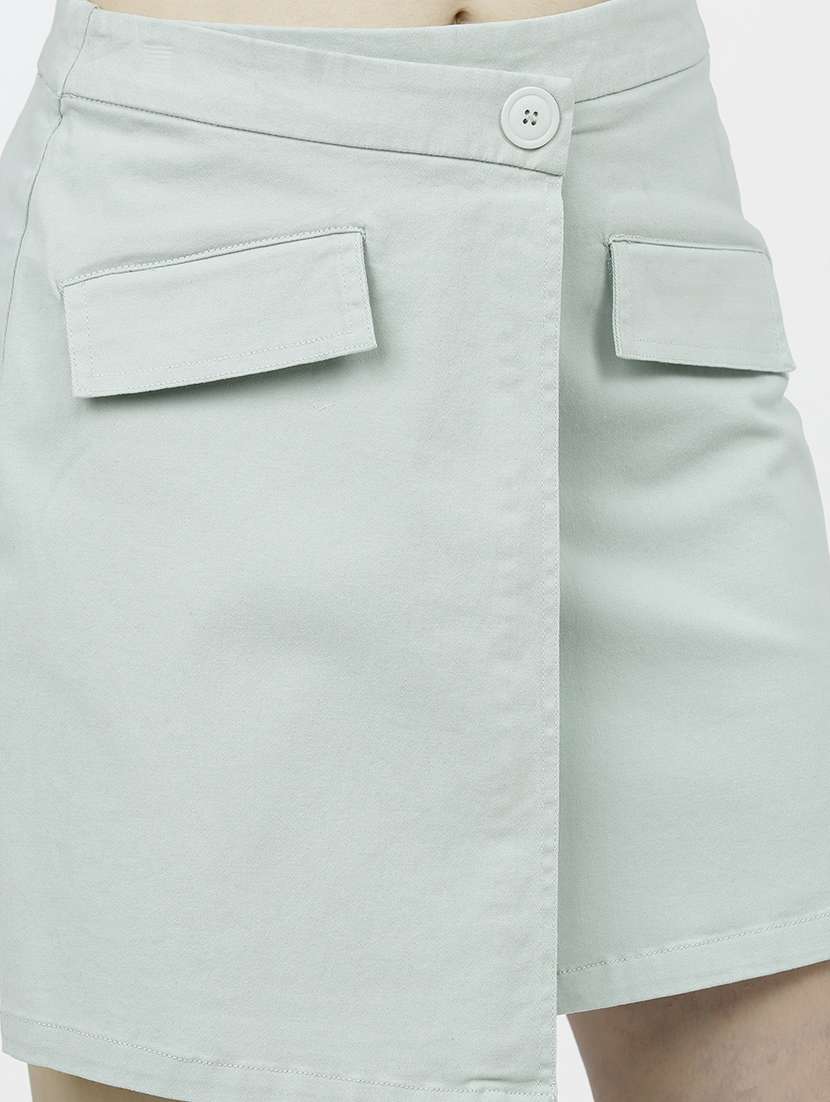 women solid mid rise wrap skirt - 22499259 -  Standard Image - 1