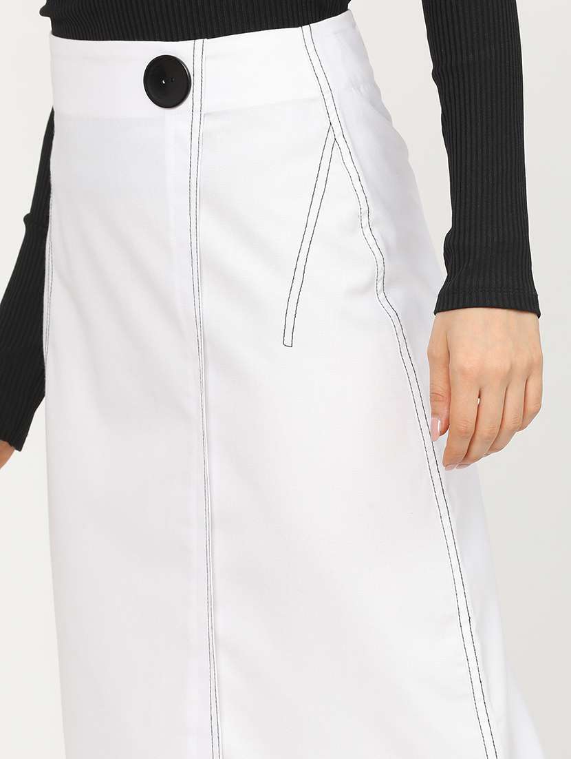 women solid mid rise a-line midi skirt - 22499262 -  Standard Image - 1