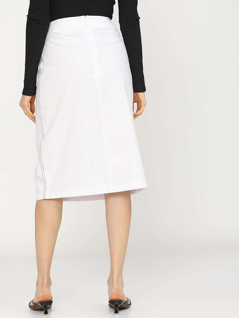 women solid mid rise a-line midi skirt - 22499262 -  Standard Image - 4