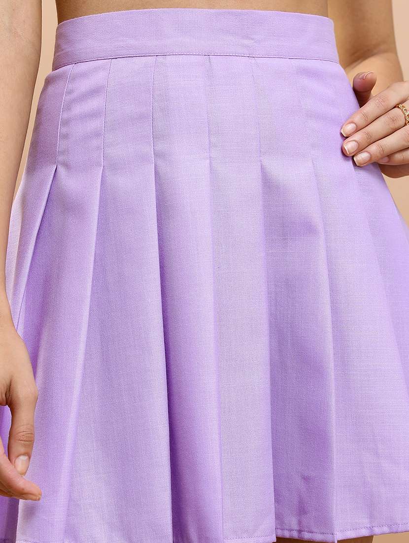 women solid mid rise pleated skirt - 22499274 -  Standard Image - 1