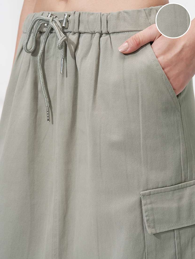 women solid mid rise cargo midi skirt - 22499284 -  Standard Image - 1