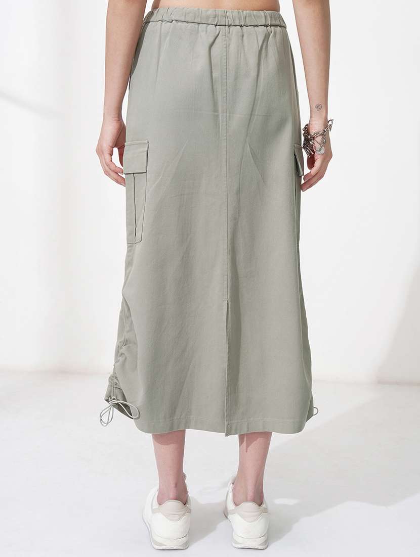 women solid mid rise cargo midi skirt - 22499284 -  Standard Image - 4