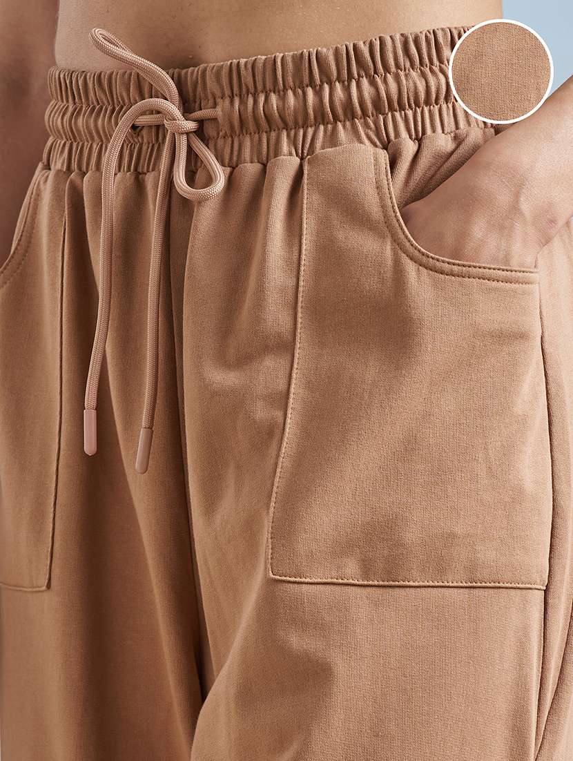 women solid mid rise relaxed fit cargo track pant - 22499294 -  Standard Image - 1