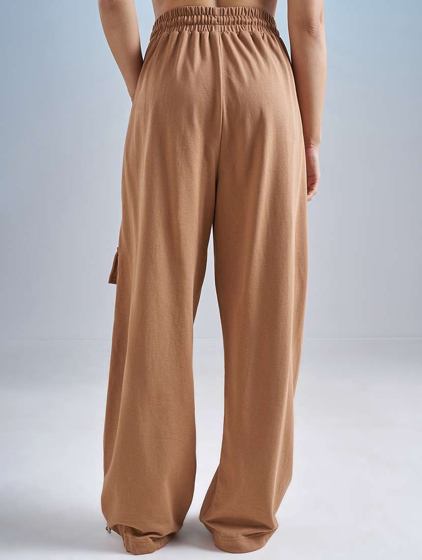 women solid mid rise relaxed fit cargo track pant - 22499294 -  Standard Image - 4