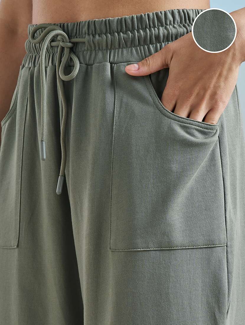 women solid high rise cargo pant - 22499295 -  Standard Image - 1
