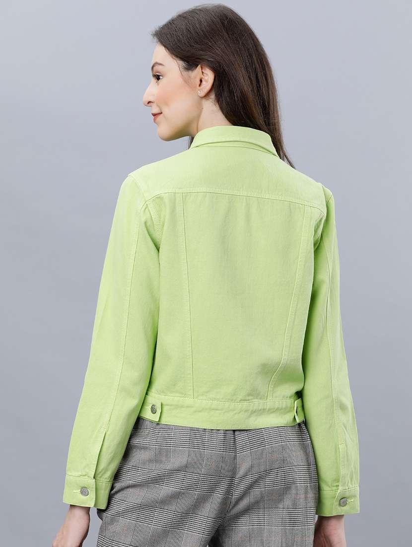 women solid long sleeves denim jacket - 22499332 -  Standard Image - 4