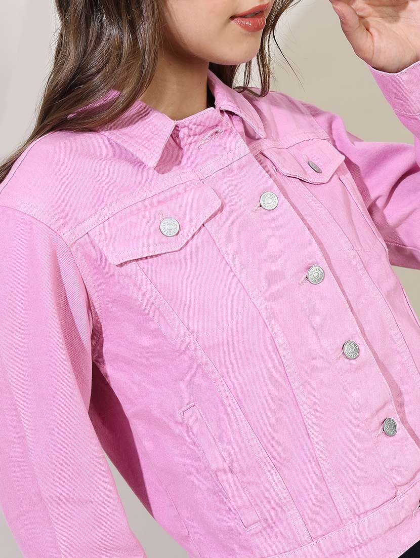 women solid long sleeves denim jacket - 22499335 -  Standard Image - 1