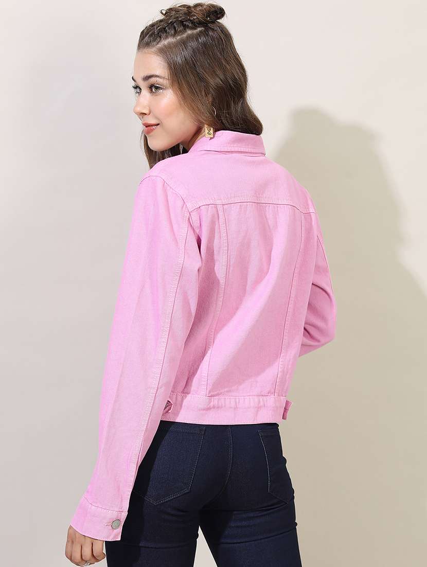women solid long sleeves denim jacket - 22499335 -  Standard Image - 4