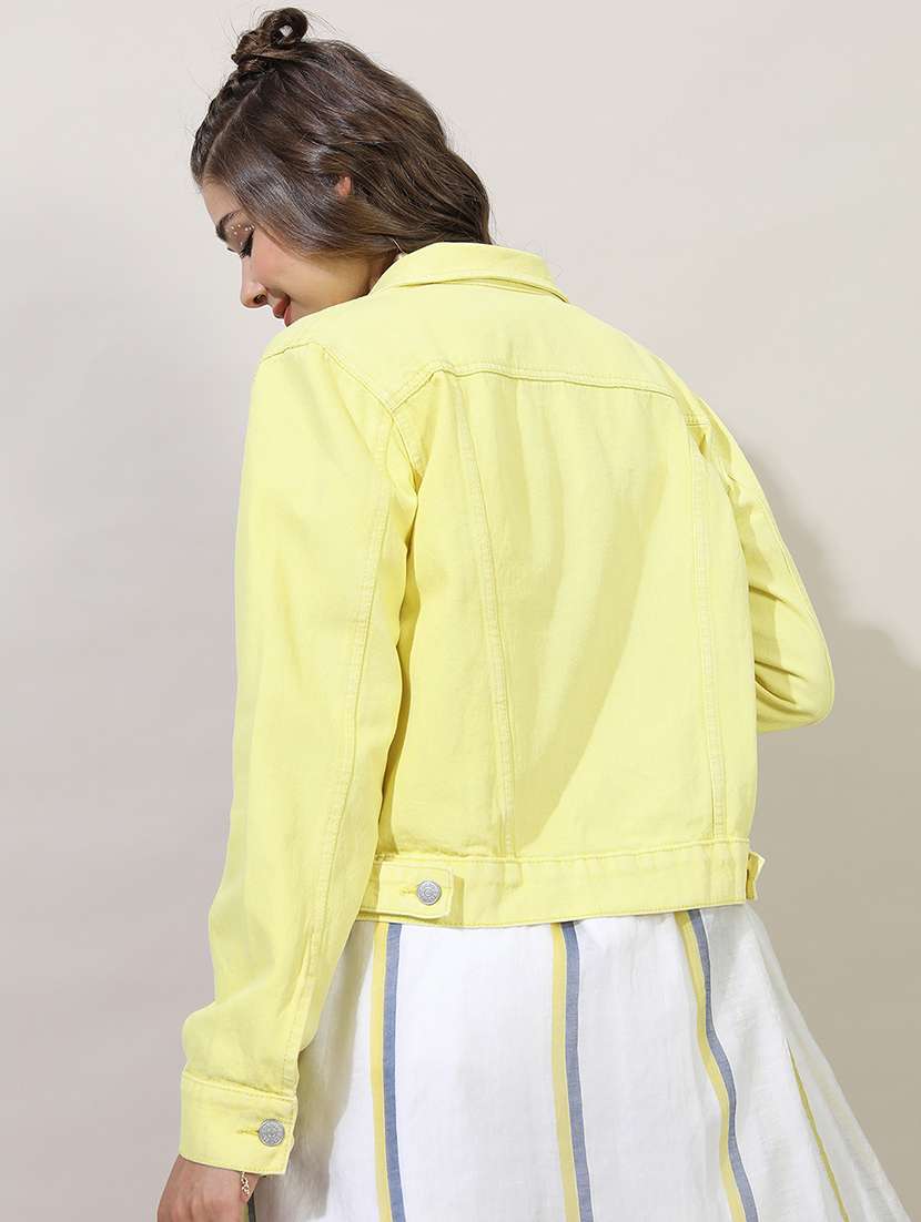 women solid long sleeves denim jacket - 22499338 -  Standard Image - 4
