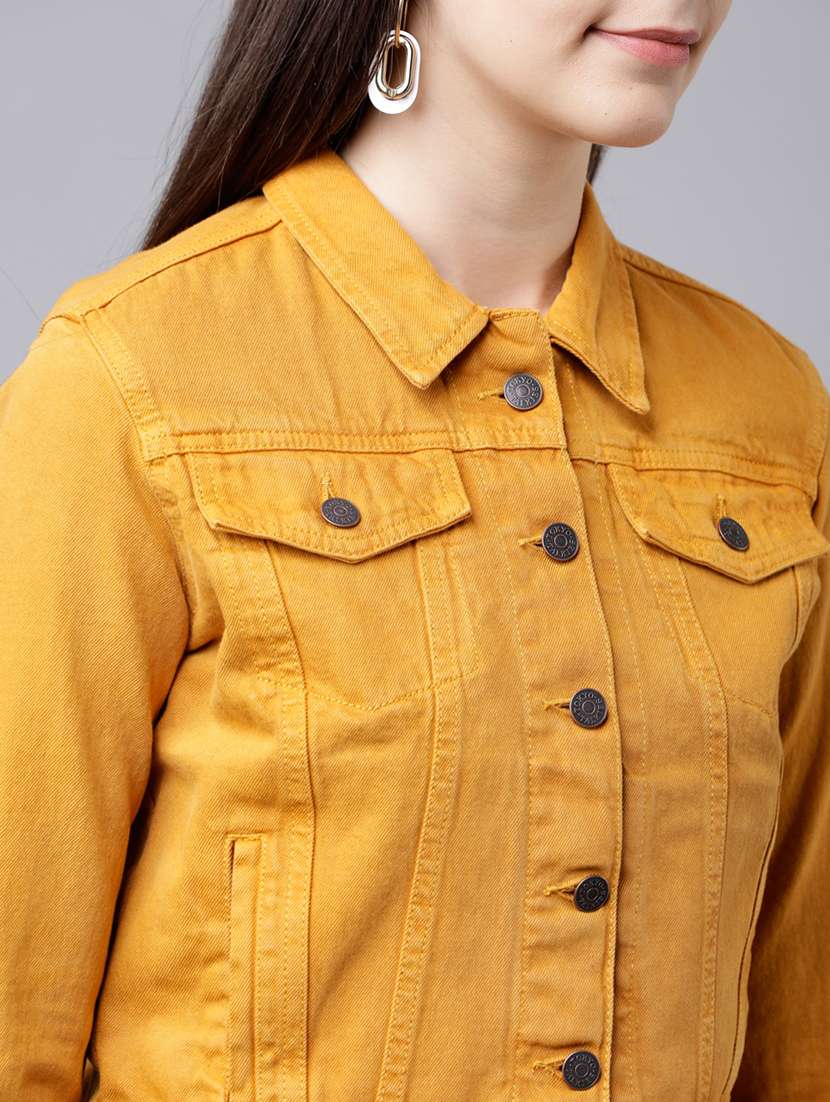 Women Solid Long Sleeves Denim Jacket - 22499340 -  Standard Image - 1