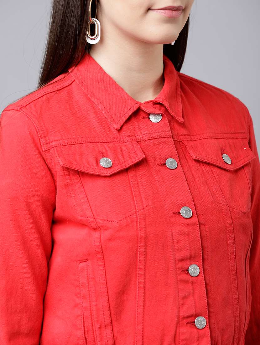 women solid long sleeves denim jacket - 22499341 -  Standard Image - 1