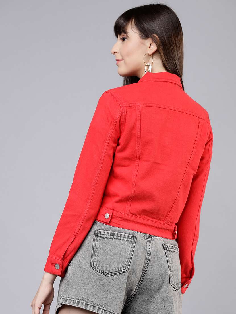 women solid long sleeves denim jacket - 22499341 -  Standard Image - 4