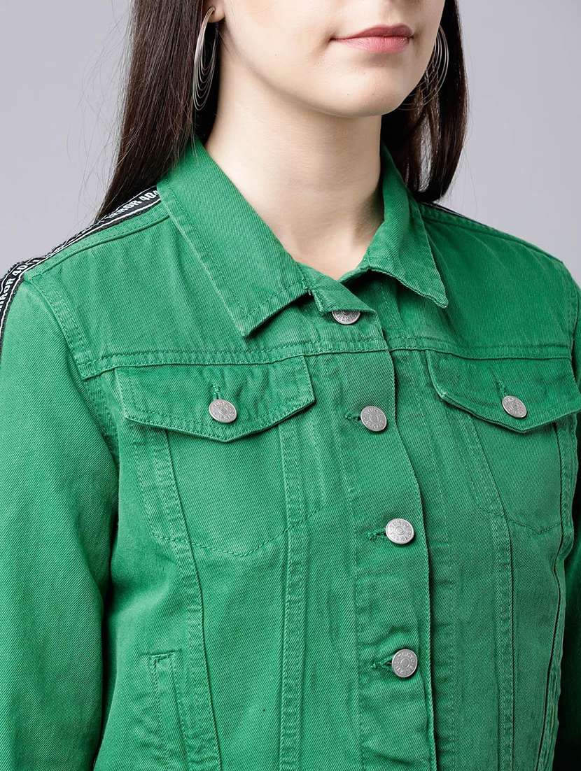 women taped long sleeves denim jacket - 22499342 -  Standard Image - 1