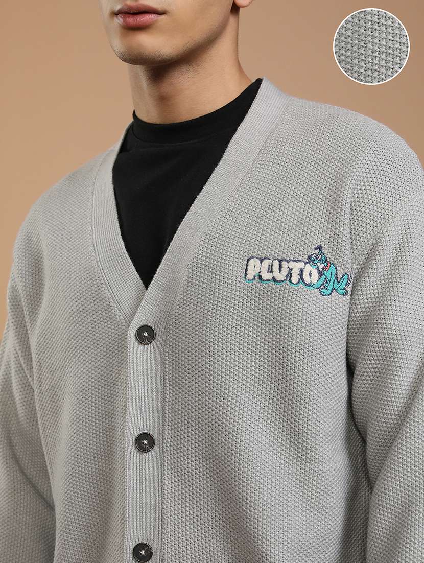 men self design long sleeve cardigan sweater - 22499353 -  Standard Image - 1