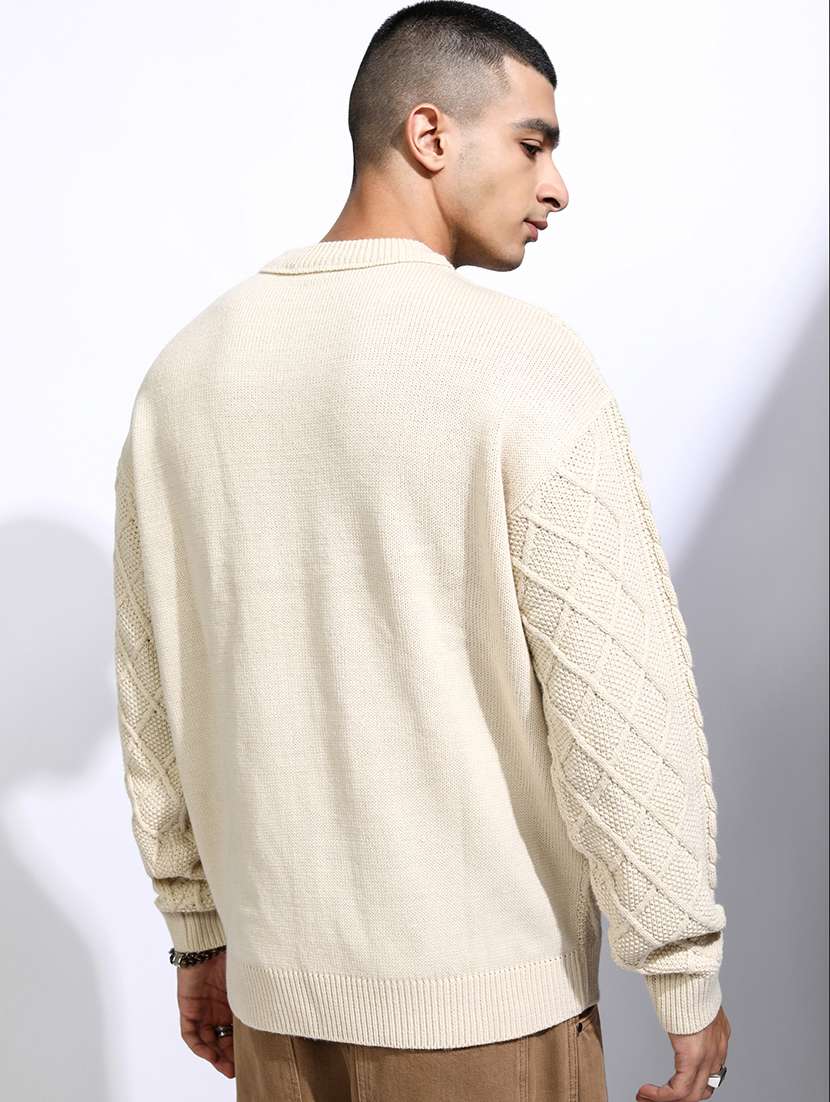 men self design long sleeve pullover sweater - 22499362 -  Standard Image - 4