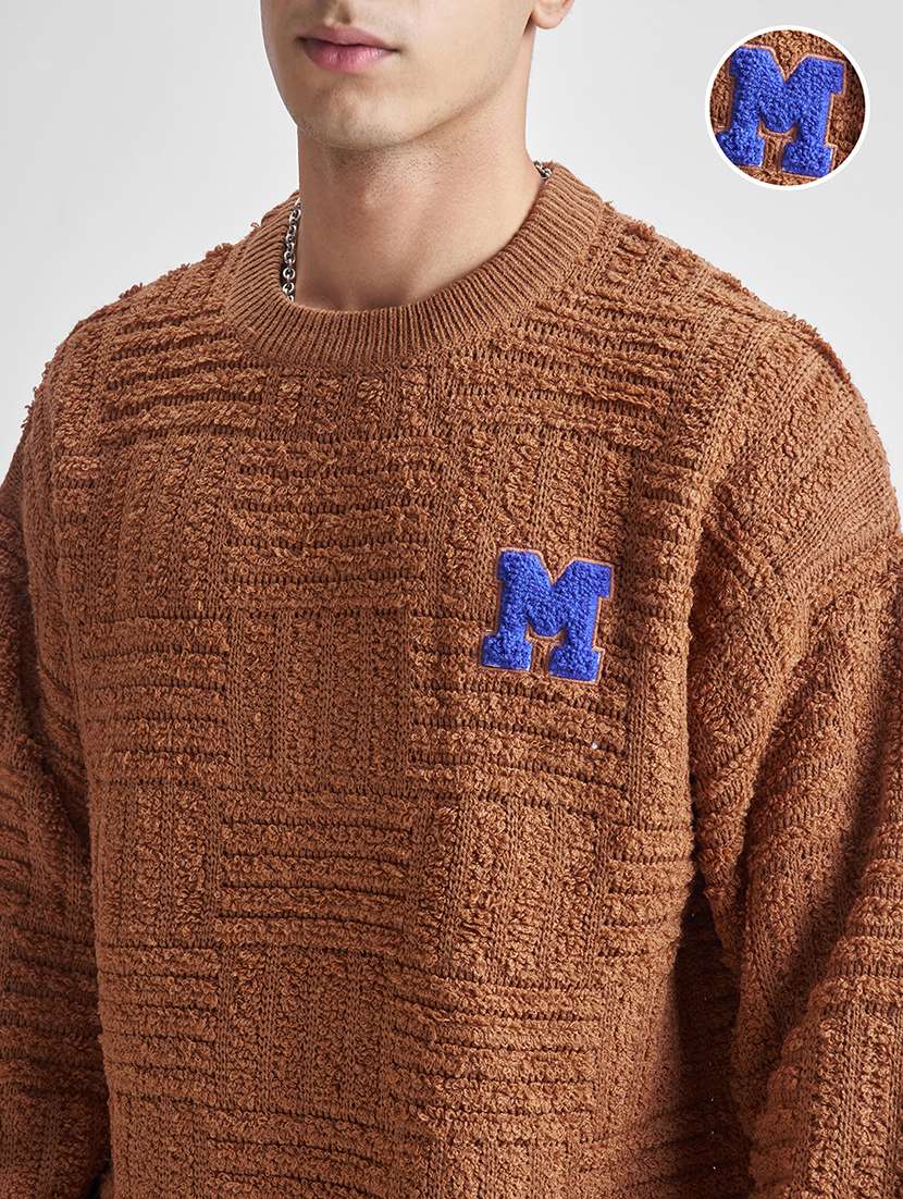 men self design long sleeve pullover sweater - 22499384 -  Standard Image - 1