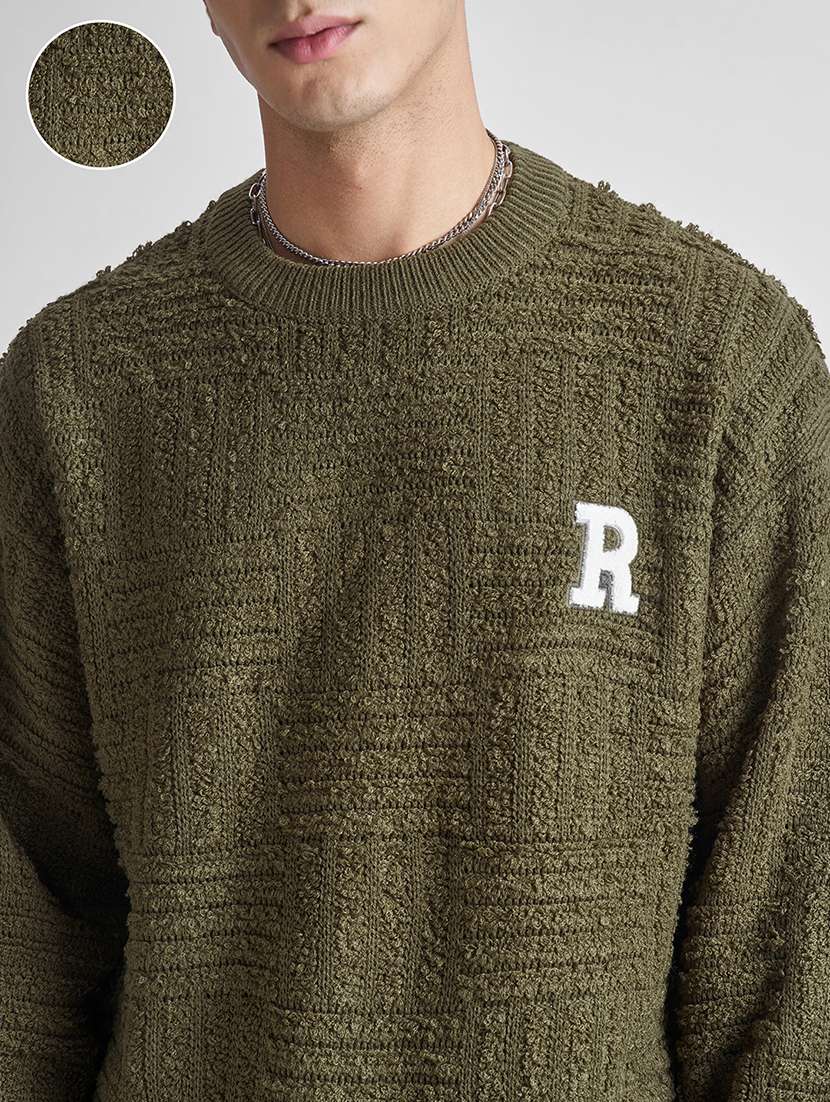 men self design long sleeve pullover sweater - 22499386 -  Standard Image - 1