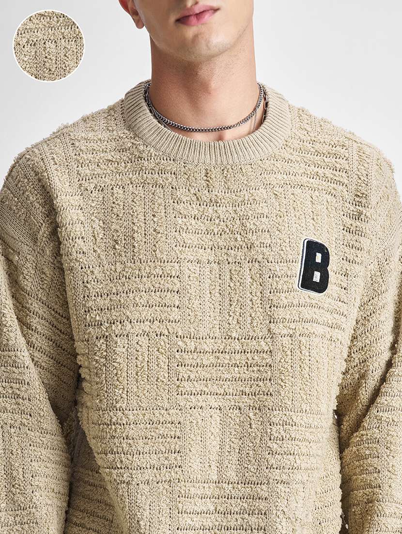 men self design long sleeve pullover sweater - 22499387 -  Standard Image - 1