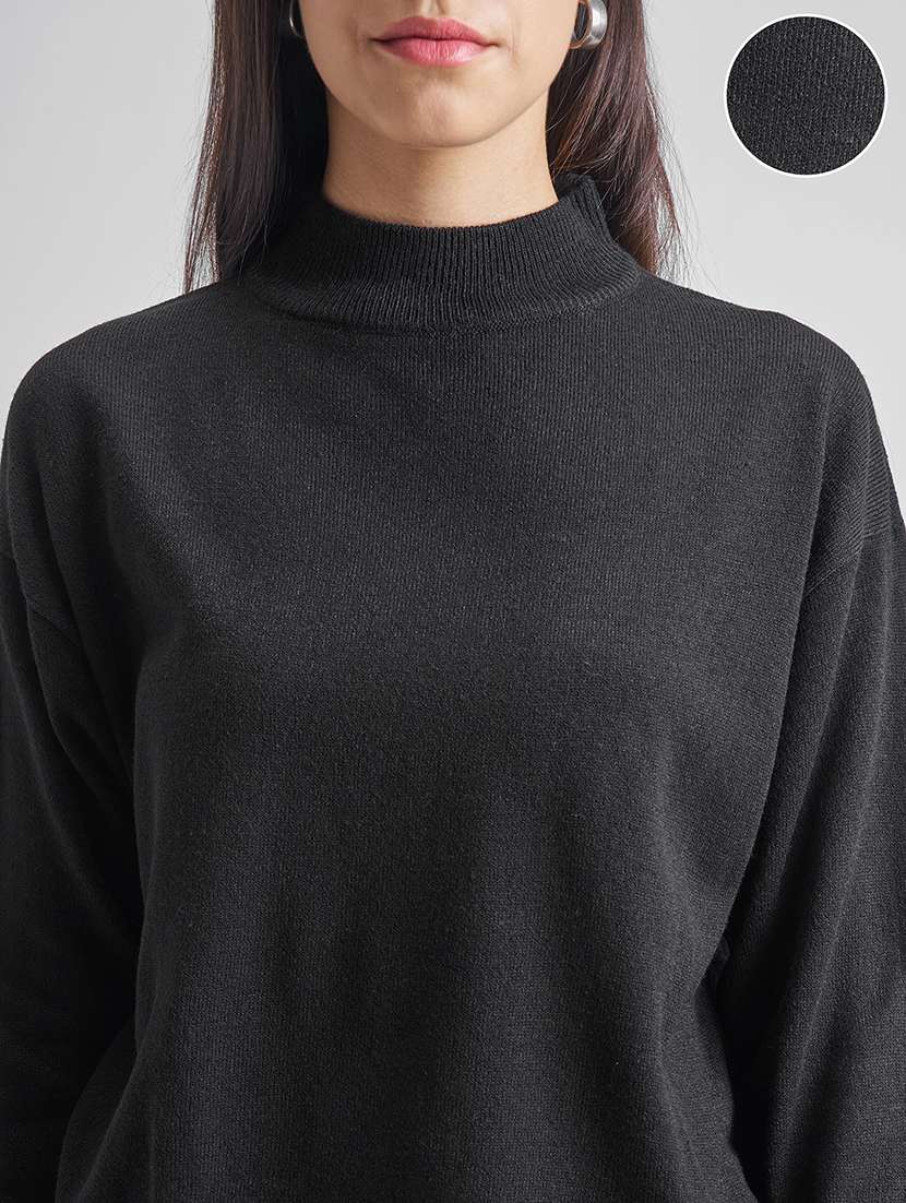 women solid long sleeve pullover sweater - 22499393 -  Standard Image - 1