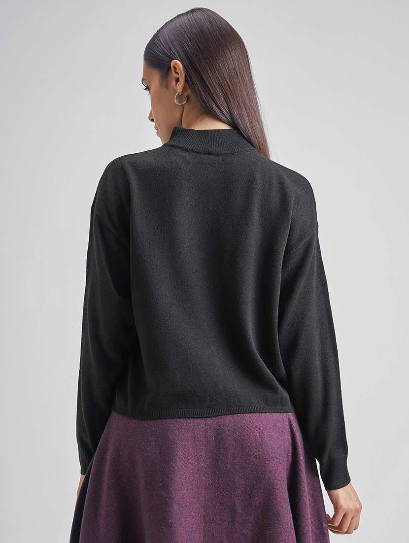 women solid long sleeve pullover sweater - 22499393 -  Standard Image - 4