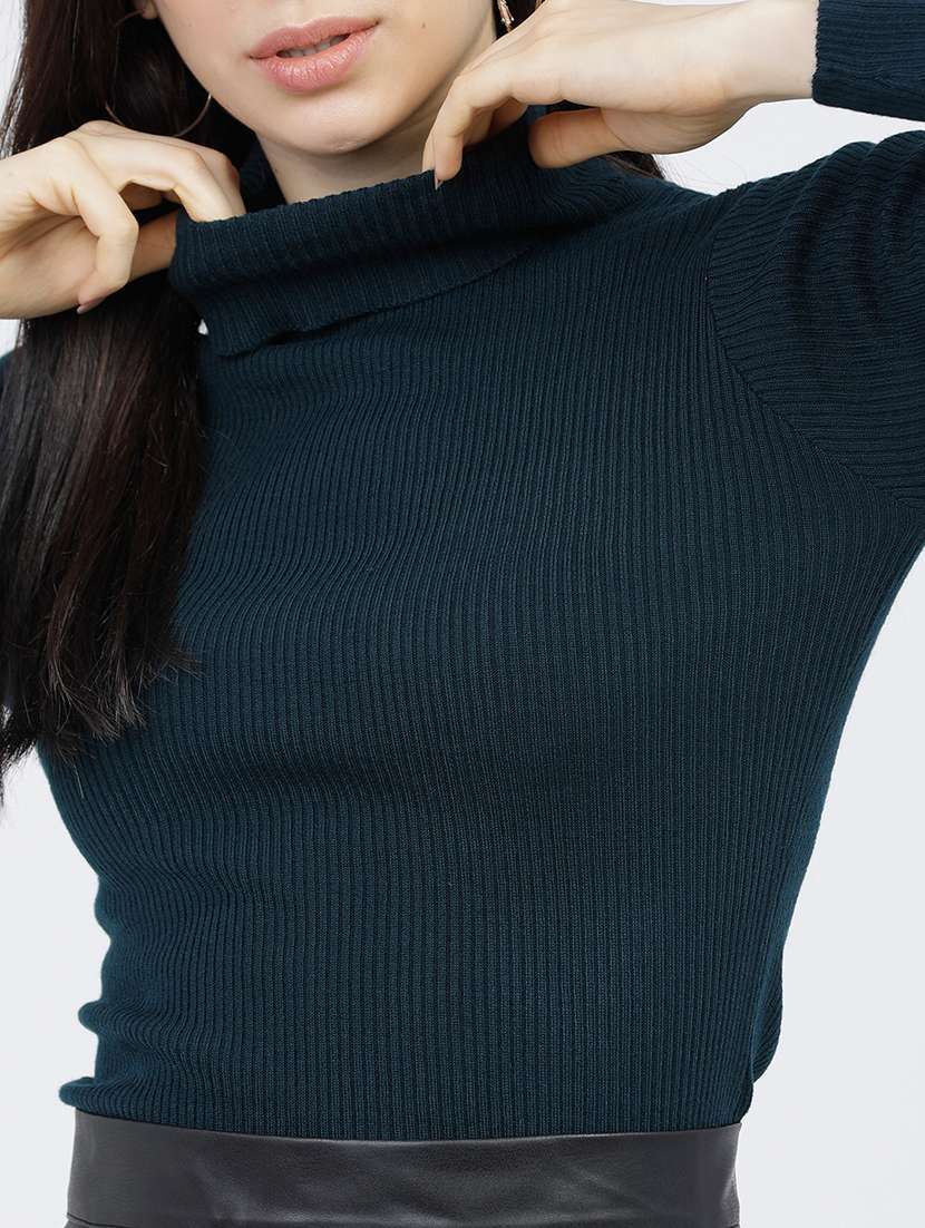 women solid long sleeve pullover sweater - 22499396 -  Standard Image - 1
