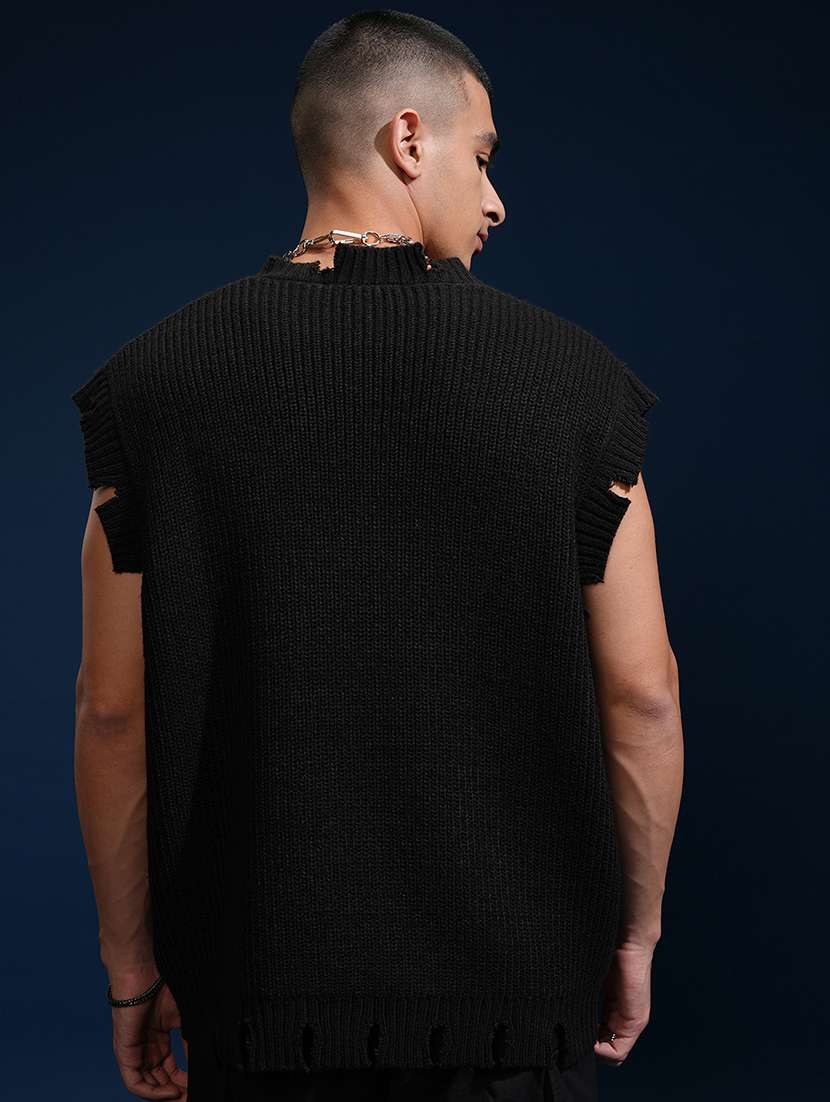 men self design sleeveless pullover sweater - 22499410 -  Standard Image - 4