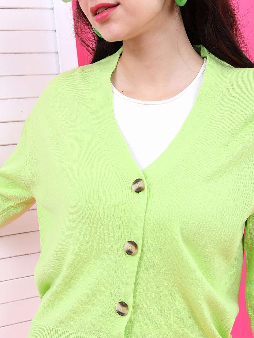 women solid long sleeve cardigan - 22499412 -  Standard Image - 1