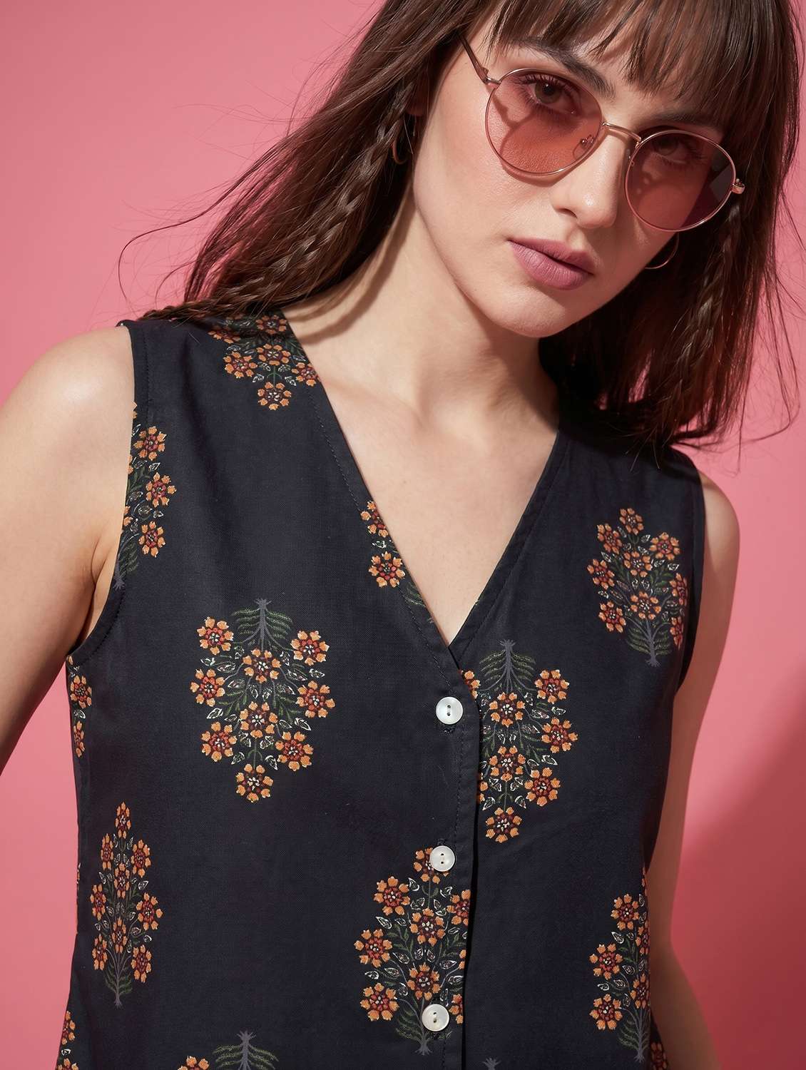 women floral printed sleeveless vest top - 22499417 -  Standard Image - 1