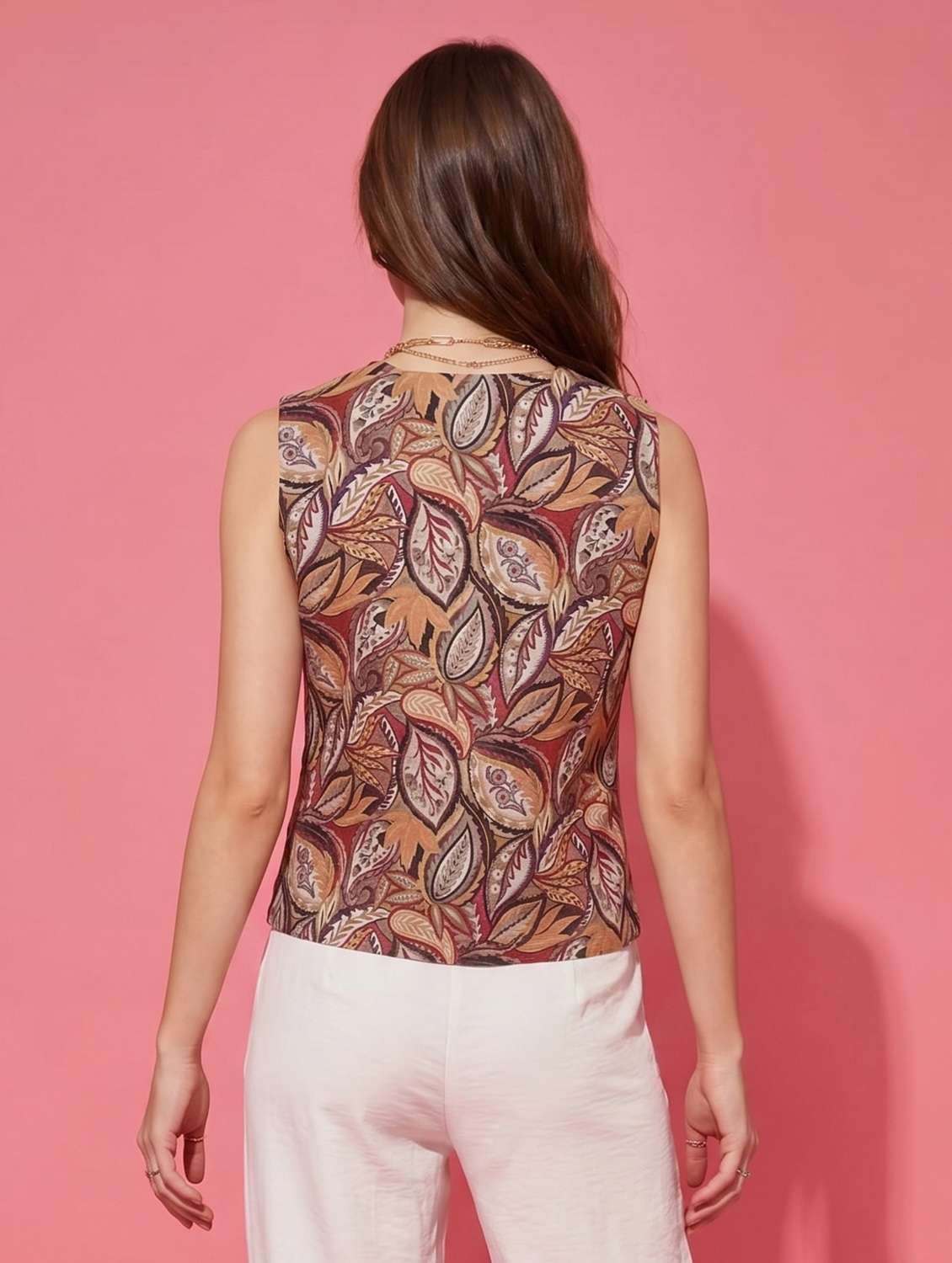 women printed sleeveless vest top - 22499418 -  Standard Image - 4
