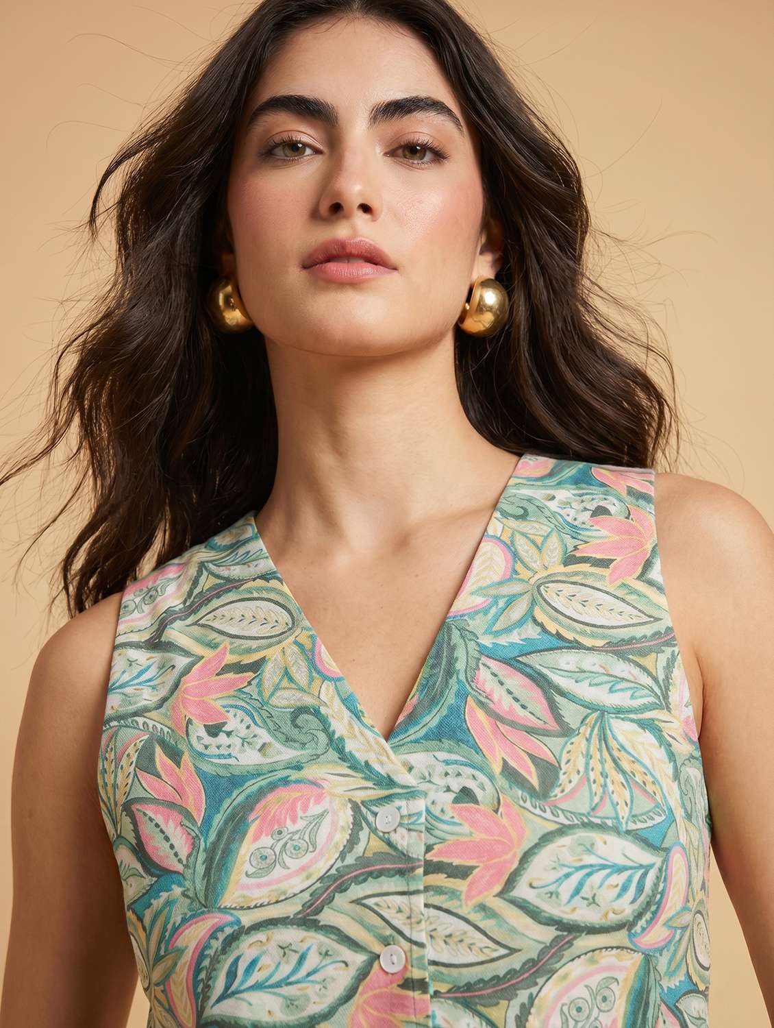 women printed sleeveless vest top - 22499419 -  Standard Image - 1