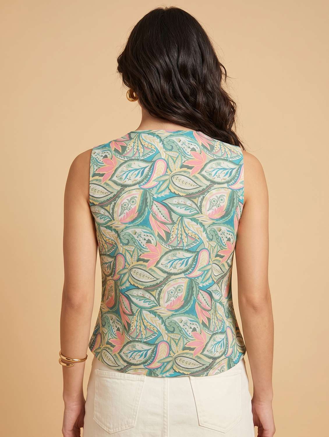 women printed sleeveless vest top - 22499419 -  Standard Image - 4