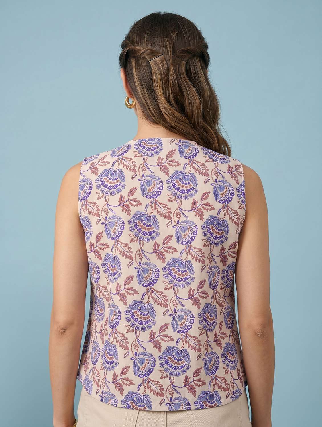 women floral printed sleeveless vest top - 22499420 -  Standard Image - 4