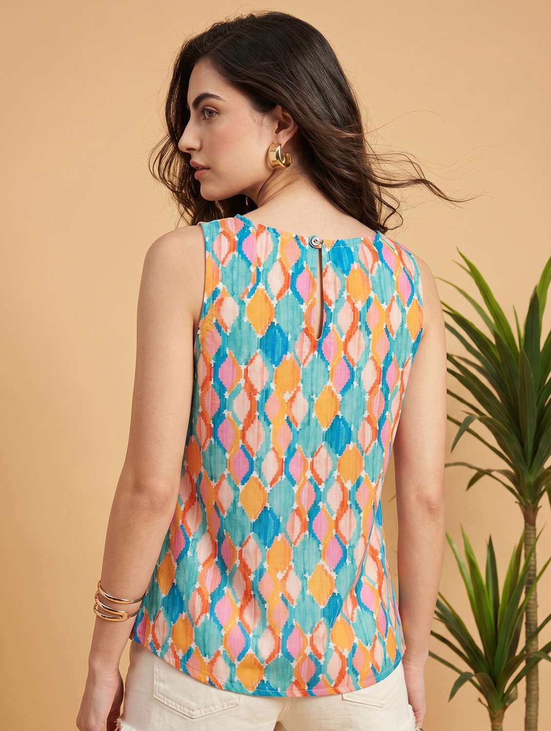 women printed sleeveless ethnic top - 22499428 -  Standard Image - 4