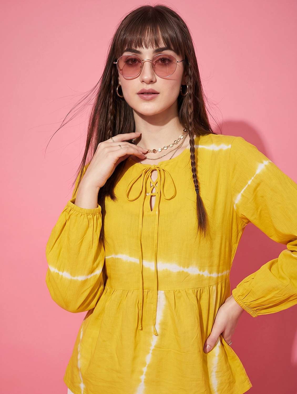 women printed long sleeve ethnic top - 22499431 -  Standard Image - 1