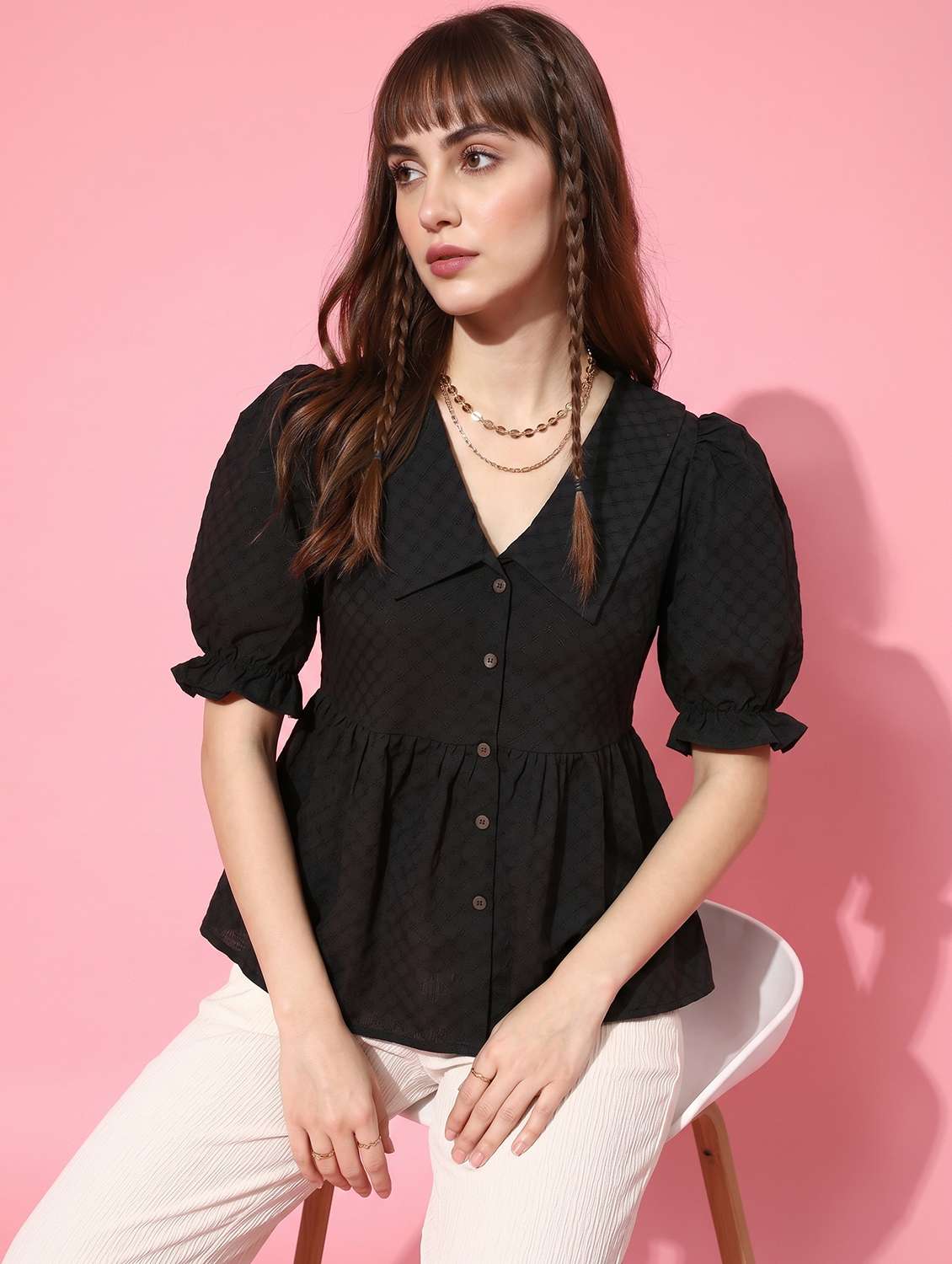women embroidered puff sleeve ethnic top - 22499432 -  Standard Image - 4