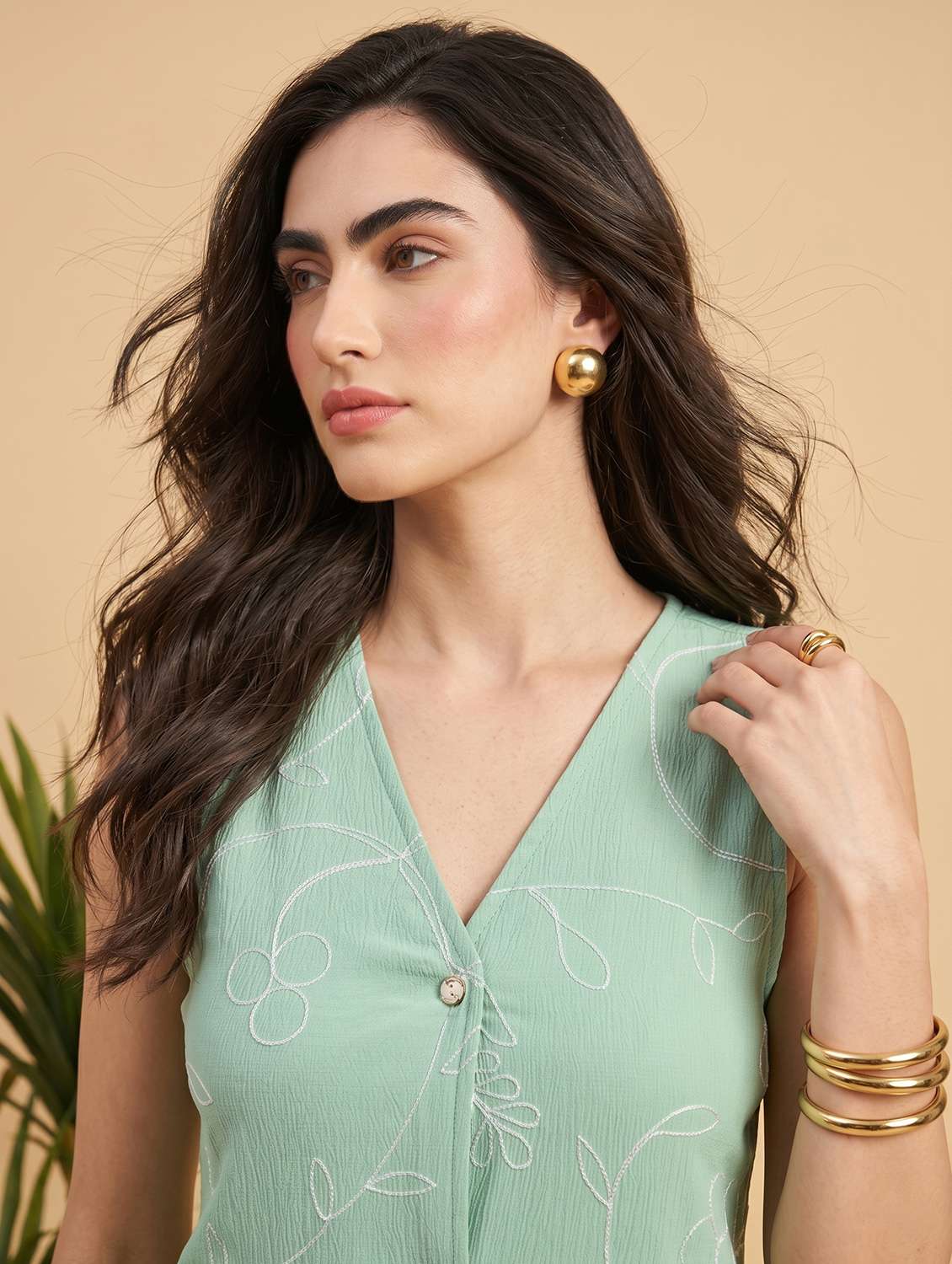 women embroidered v neck vest top - 22499441 -  Standard Image - 1