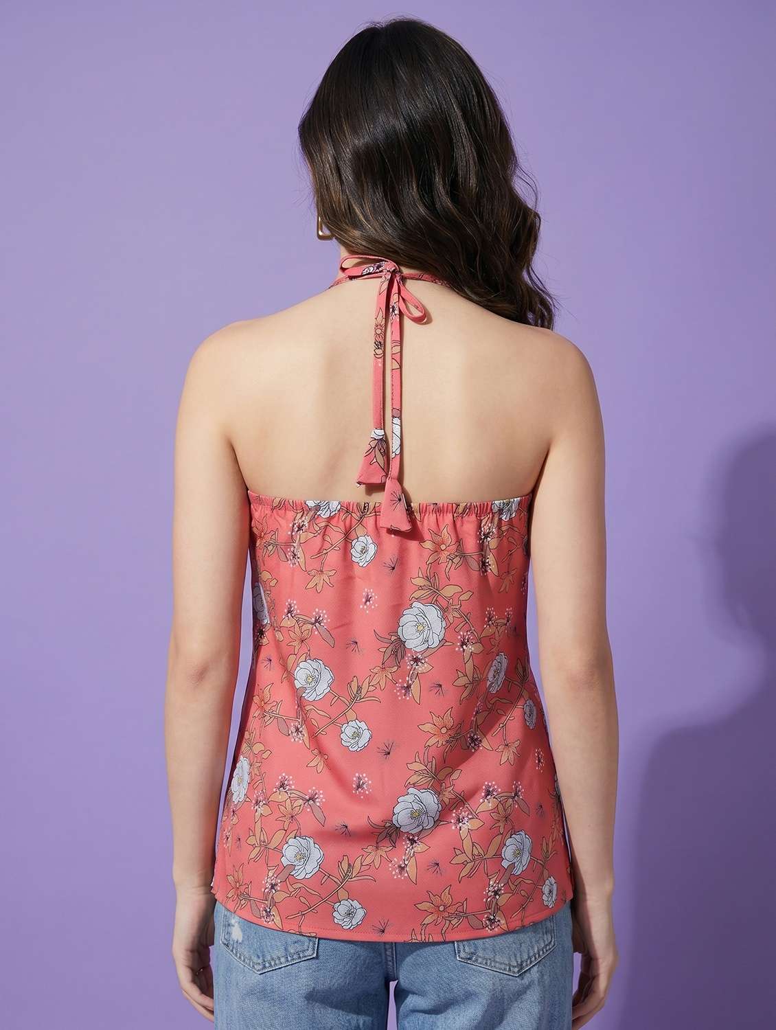 women floral printed halter neck top - 22499460 -  Standard Image - 4