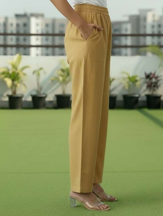 women solid mid rise straight fit palazzo - 22499467 -  Standard Image - 1