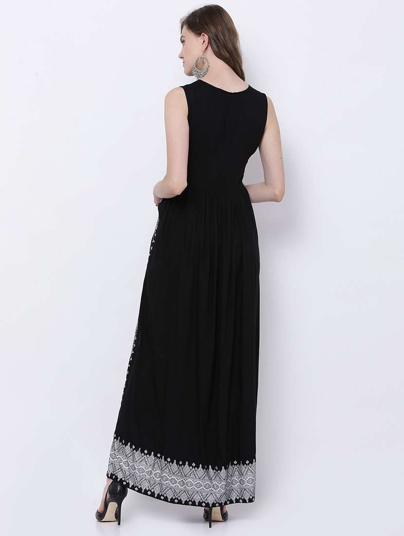 women printed sleeveless high slit kurta - 22499498 -  Standard Image - 4