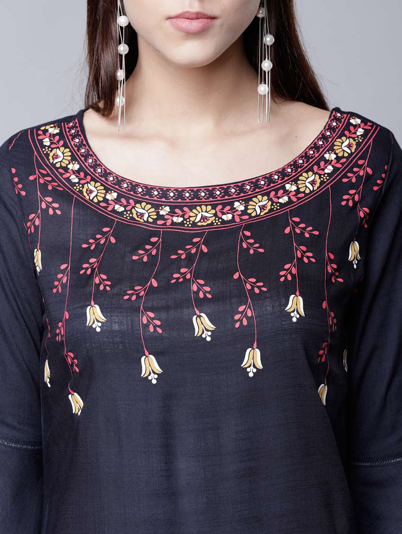 women printed round neck straight kurta - 22499500 -  Standard Image - 1