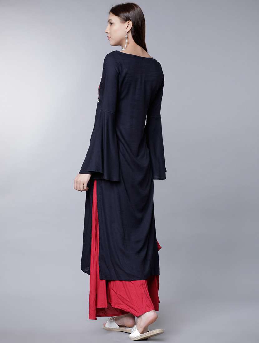 women printed round neck straight kurta - 22499500 -  Standard Image - 4